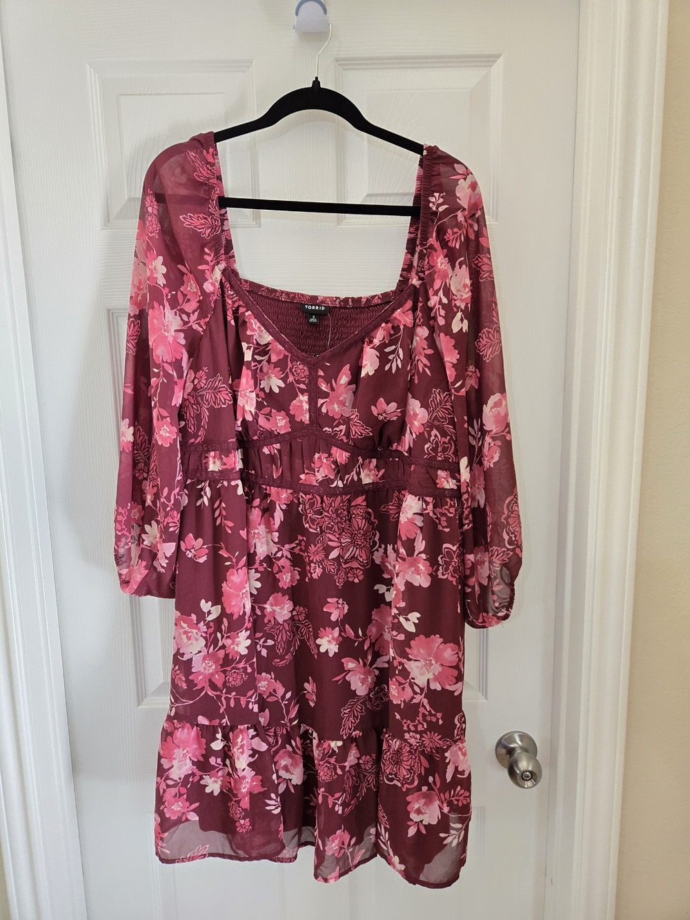 torrid Burgundy & Pink Floral Mini Dress
